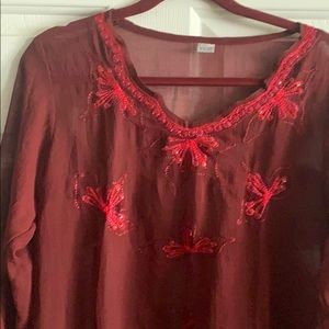 Beautiful burgundy sheer tunic